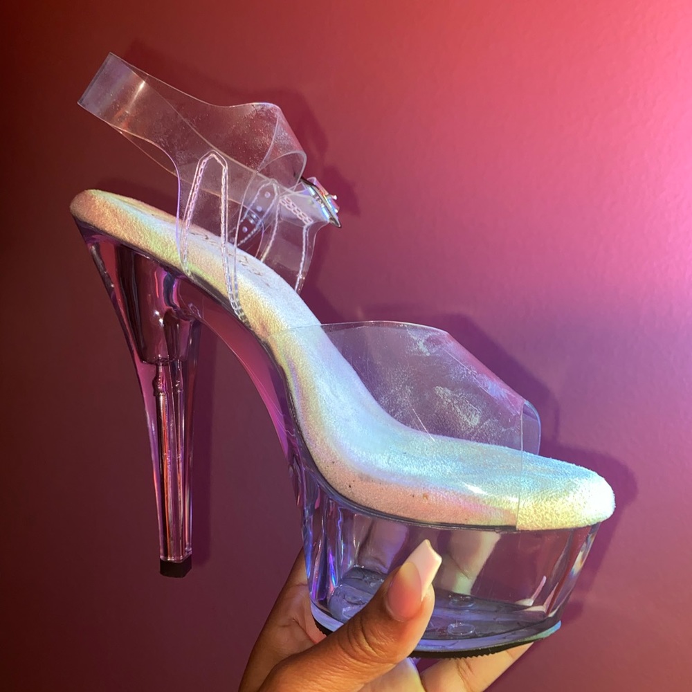 Platform clear heels worn 3 times 8/10 condition